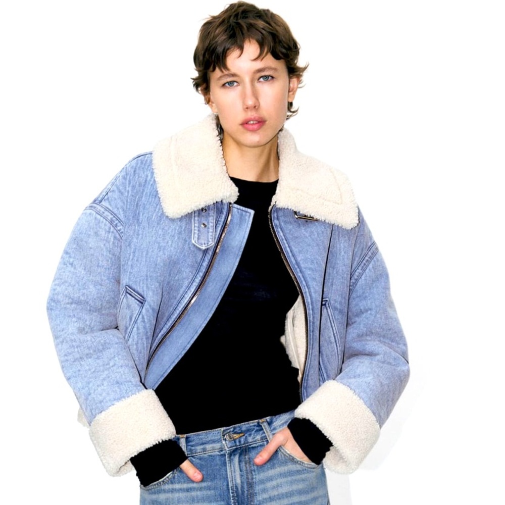 ZARA SHEARLING BIKER JACKET